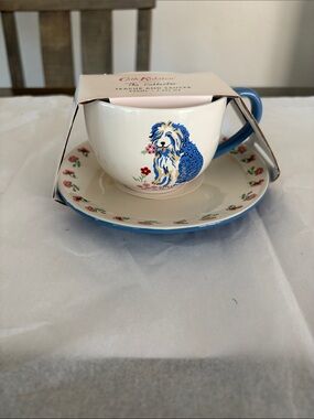 Cath Kidston The Collector UK  SHEEP DOG & Floral  Teacup NEW! Blue HTF